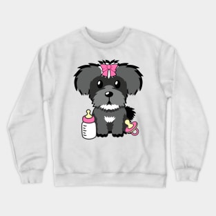 Cute schnauzer is a baby - girl Crewneck Sweatshirt